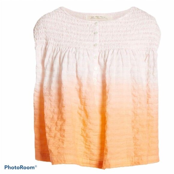 Free People little Bit Of Something Ombré Blouse Womens M Smocked NWT - Picture 1 of 9